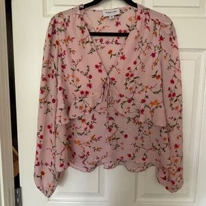 The Bay Highline Collective Long Sleeve Floral Pink Blouse